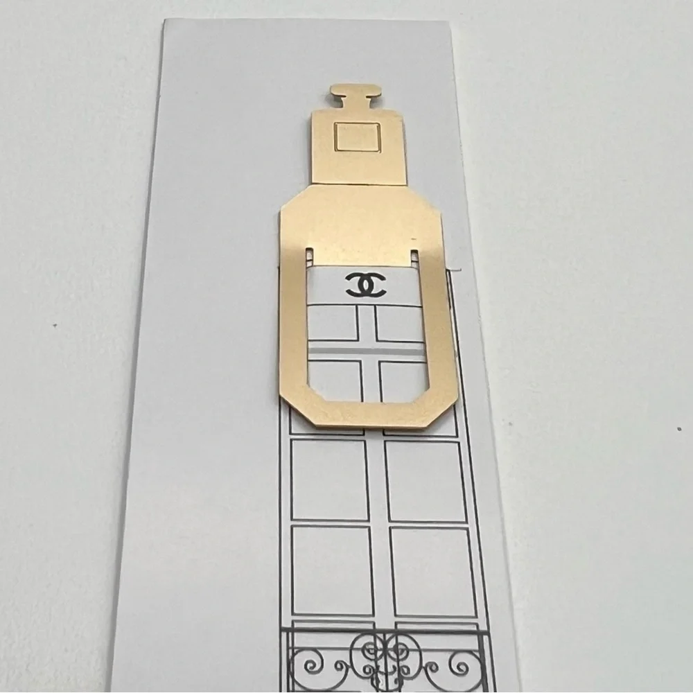 New CHANEL Gold Metal Clip Bookmark